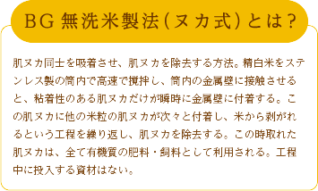 BG無洗米製法(ヌカ式)とは？