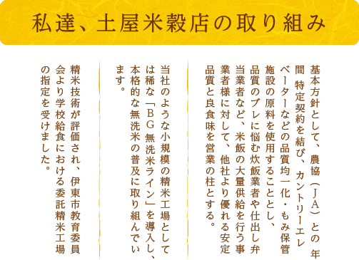 私達、土屋米穀店の取り組み